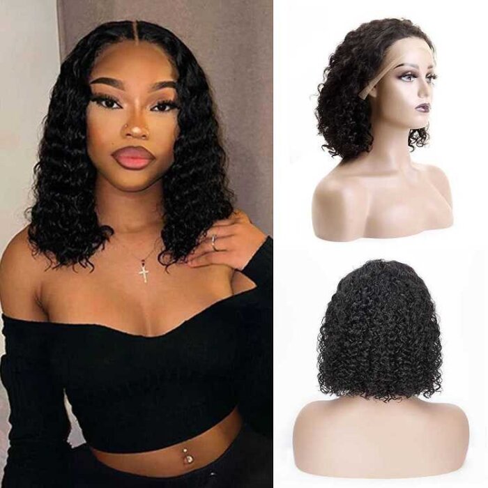 Wholesale Human Hair Wigs 180% Density Jerry Curly Short Bob 13*4 Lace Front Wigs