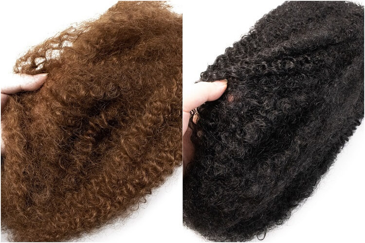 Dark Brown vs Black Afro Kinky Human Hair Bulk Comparison for Loc Extensions