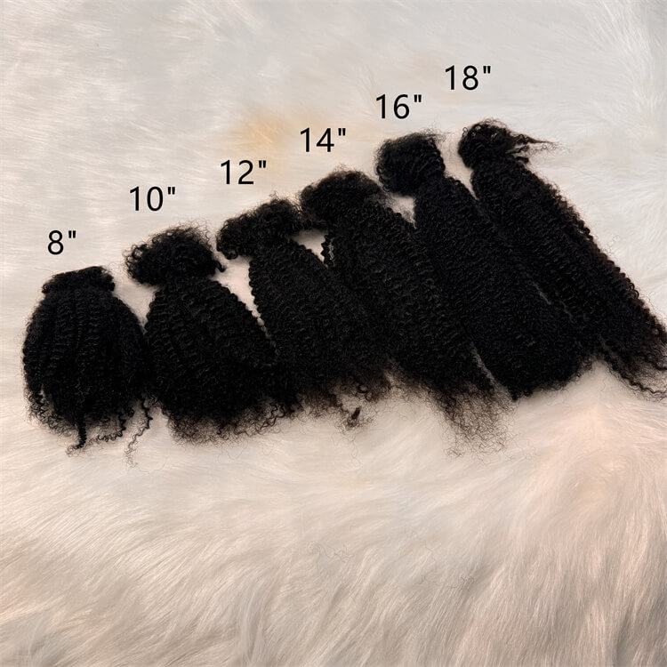 Different sizes kinky texture human hair bulk
