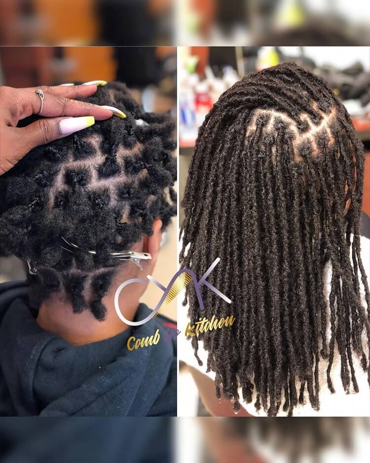 Interlock dreadlocks hairstyle